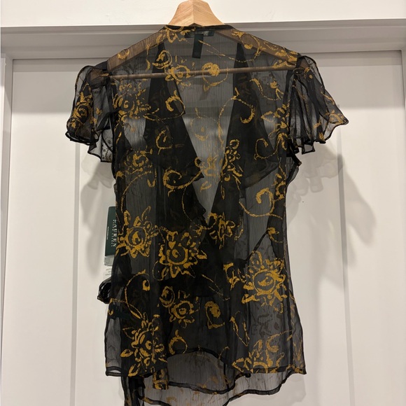 NWT Lauren Ralph Lauren Y2K Luxury 90’s Floral Mesh Wrap Blouse Size 8 Festival - Picture 16 of 17